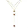Qingdao Kiss Me New Trending Double Layers Chains Synthetic Stone Women Gold Layered Custom Necklace