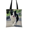 PEIYUAN Cute Dog Catches Printed Shape Canvas Shopping Tote Bags Patterns