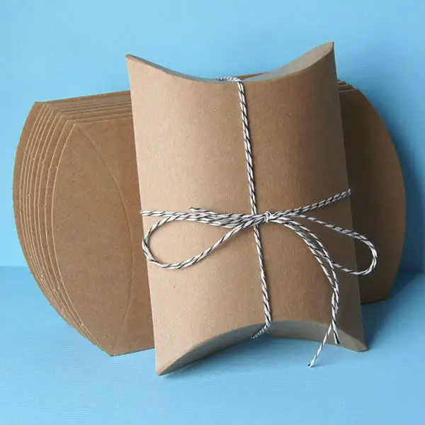 Custom Print Corrugated Recycled Kraft Paper Pillow Boxes Wholesale