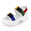 Hot sale high heel wedge women sandals with colorful straps