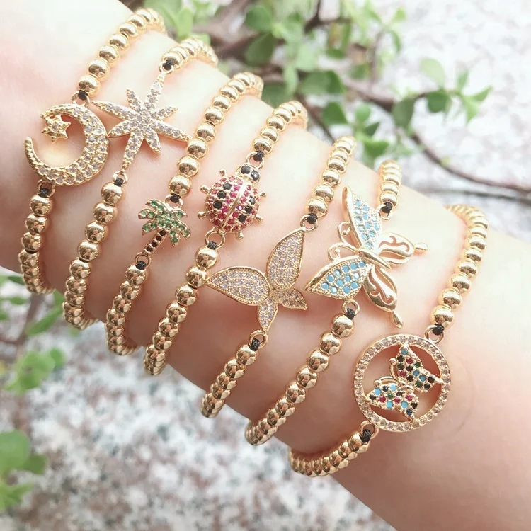 

joyas china new innovative product jewellery beetle Ladybug girl bracelet bead charm making jewelry, Gold, rose gold, silver, black