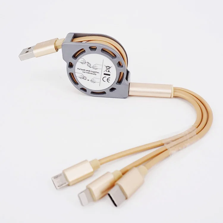 Data Transmission Cable Retractable Usb 3-In-1 Fast Charging Cable, Red/gold/grey
Data Transmission Cable Retractable Usb 3-In-1 Fast Charging Cable, Red/gold/grey