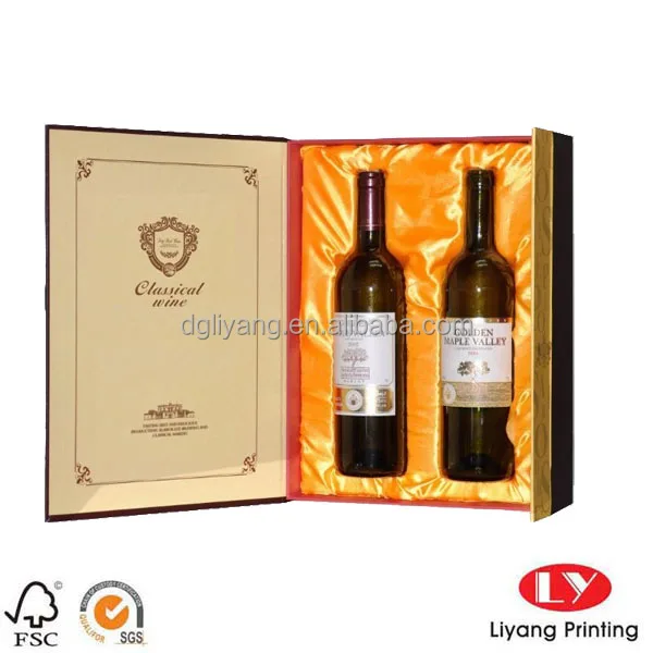 luxury packaging plain cardboard wine box for two bottle packing