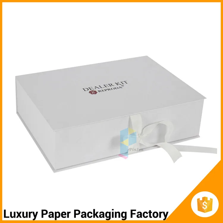 plain white gift ribbon wedding dress packing boxes