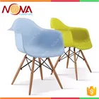 Outdoor furniture no folded best quality cheap used HDPE armrest wire wooden legs plastic garden chairs for sale