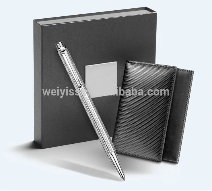 fancy promotional card holder with pen leather gift set