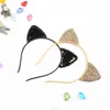Custom Unicorn Headband Plastic Girl Animal Black Glitter Paillette Cat Ear Headbands