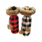 Christmas wine bottles decorated with drawstring Christmas wine bottle cover
