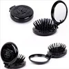 2 in 1 black flower Girls Portable Mini Folding Comb Airbag Massage Round Travel Hair brush With Mirror Cute