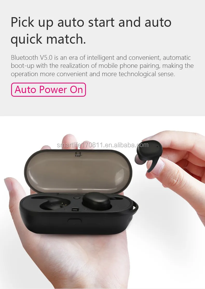 True Wireless Headphone Earbud Blue tooth 5.0 Wireless Sport Headset with Magnetic Charging Case Built-in Mic - ANKUX.COM