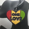 One Love Printing Heart Wooden Earrings