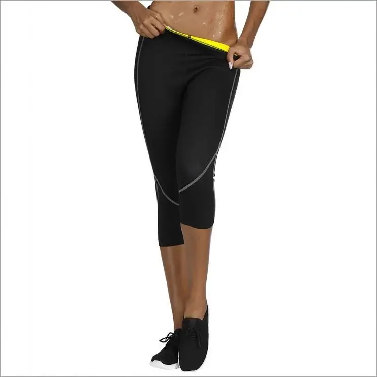 

Women Sports Sauna Neoprene Suit Weight Lose Waistband Pocket Slimming pants Body Shaper Leggings, Black