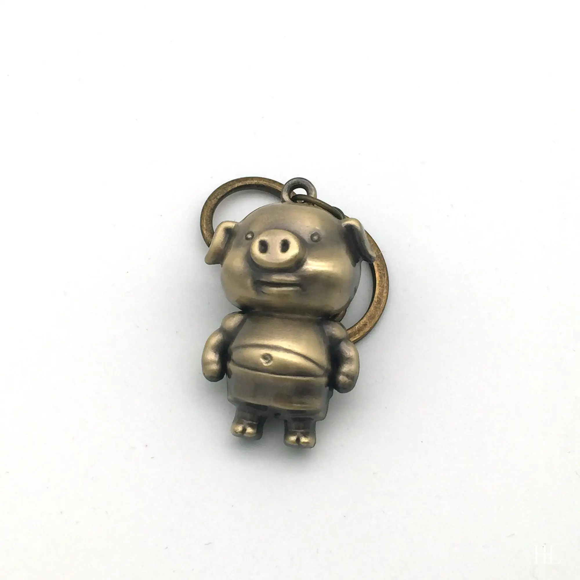 cheap price bronze 3d cute big belly pig key chain