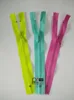 6.5" Number 3 closed end reverse nylon zipper with tear shape puller in lime, turquose, rose
