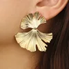 Big vintage earrings for women gold color Metal Flower Statement Earring Irregular leaf earrings Punk fashion jewelry gift