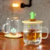 Creative Milk Drink Cup of Coffee Mugs High-capacity Office Ceramic Cactus Lid Glass with Cover Fresh Cute Drinking Glass Cup