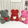 Gray Rose Bear holding Red Heart MUST HAVE 2019 Artifical Flower Foam Rose Bear Toy Handmade Pride Gift 40cm
