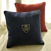 Cotton corduroy fabric with embroideried logo brand square promotion gift with zip corduroy cushion