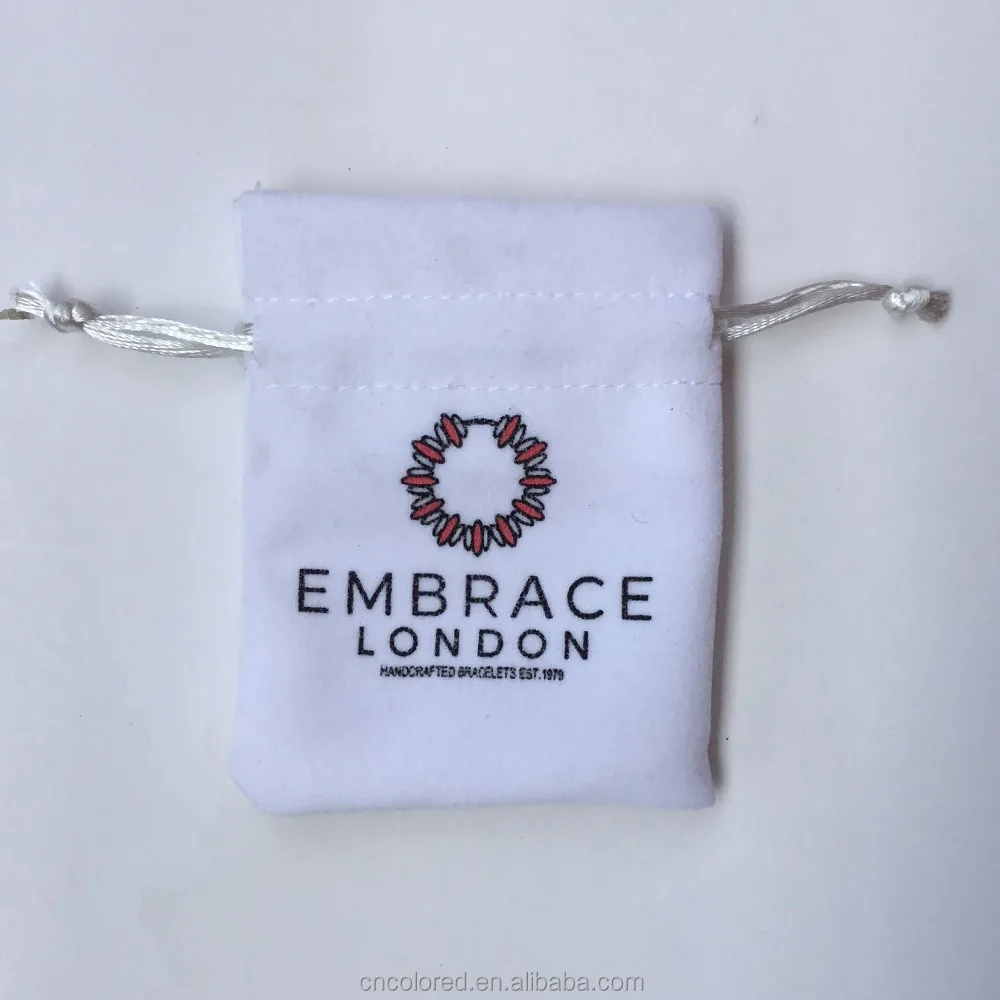 drawstring pouch logo printed custom velvet jewelry bag