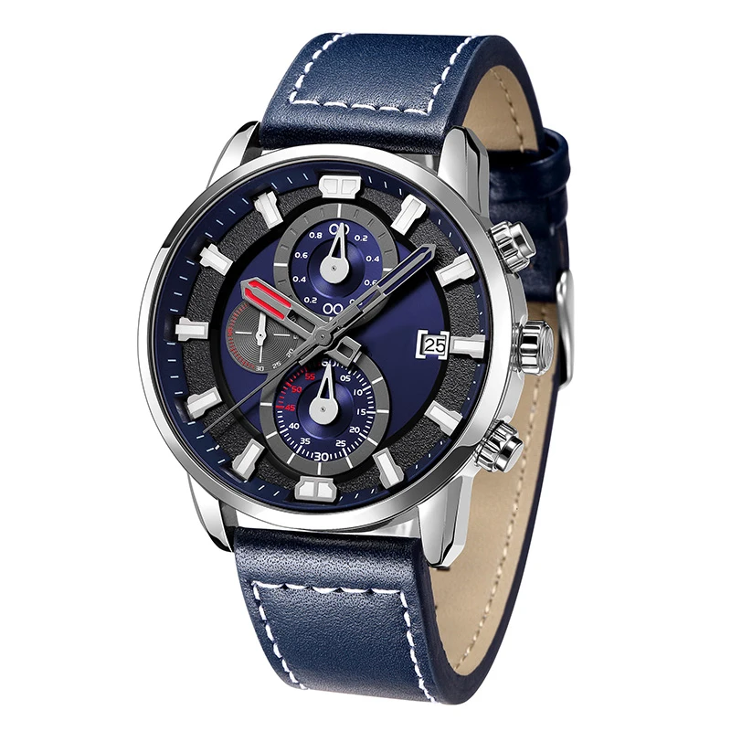 New fashion stylish Multi-function sport style men's blue genuine leather watch for men
New fashion stylish Multi-function sport style men's blue genuine leather watch for men