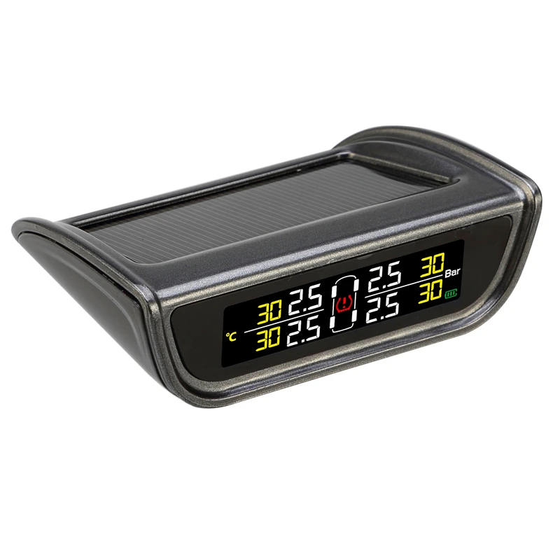 Car tire pressure gauge monitoring system solar powered with lcd display build in g-sensor