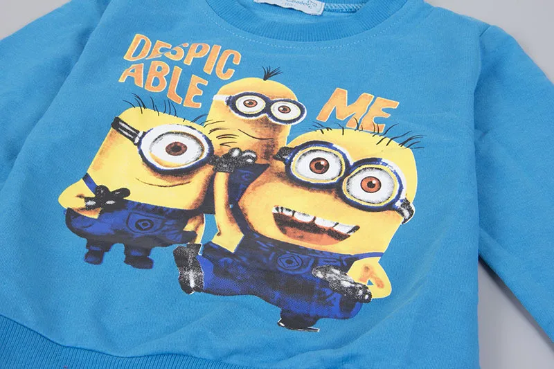 1pcs/lot 2015 despicable me 2 minion boys cartoon clothes girls nova children winter minions clothing casual kids hoodies