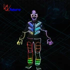 433 wireless controller led tron costume for group dance,programmable LED clothing with shoes