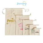 Eco friendly small cotton linen christmas drawstring gift bag with printed logo
