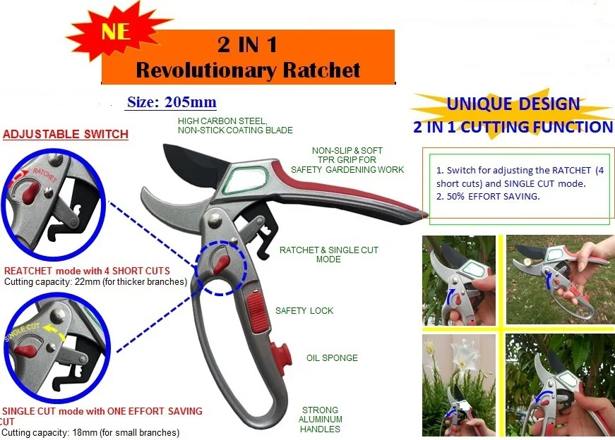 2 In 1 Revolutionarynew Ratchet Pruning Shears Gardening Tools Buy