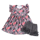 Persnickety Lovely Girls Floral Printing Tunic Tops And Shorts Outfits Wholesale Boutique Kids Clothes