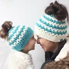 Wholesale Baby And Mum Crochet Ponytail Hat Winter Messy Bun Hats Women Crochet Patterns Ponytail Beanies