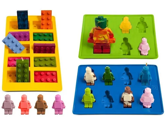 Robot Lego et Briques De Construction Thème Lot de 3 Bacs À Glaçons Et Bonbons Moules En Silicone