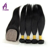 

Silky Straight virgin Peruvian hair bundles with silk closure, top quality straight hair
