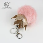 popular design pink fox fur pom pom keychain