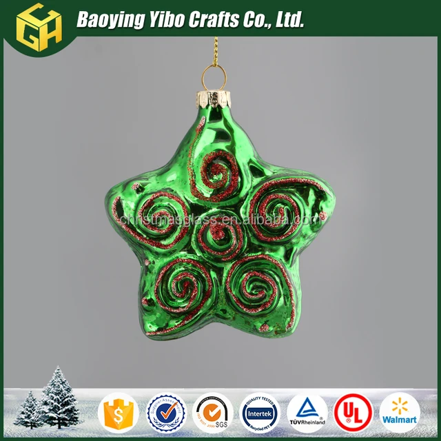 Green Handmade glass star christmas tree decoration