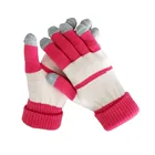 Fashion beige strip touch screen 100% acrylic gloves winter warm