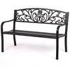 Patio Park Garden Steel Black Porch Bench Chair