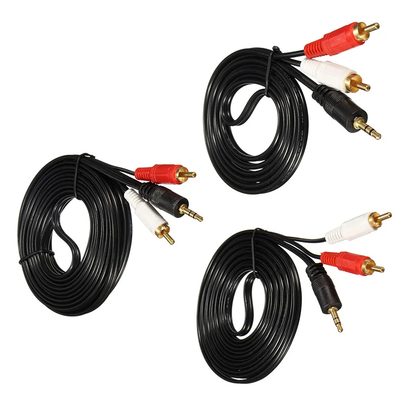 3.5mm Jack To 2 RCA Audio Cables 1.5M/3M/5M 3.5 Male To RCA Male Gold Plated Coaxial Aux Cable For Laptop TV DVD Amplifier