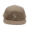 OEM wholesale cotton embroidery plain bill 5 piece panel camping caps with leather strap