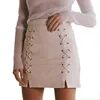 China wholesale Ins hottest selling ladies sexy criss-cross slim fit skirts women lace up suede mini pencil bodycon girls skirt