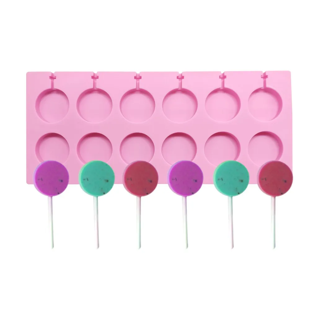 

AK Round Lollipop Molds Chocolate Hard Candy Silicone Mold DIY Tools for Bakery Kitchenware SM-1338, Pink
