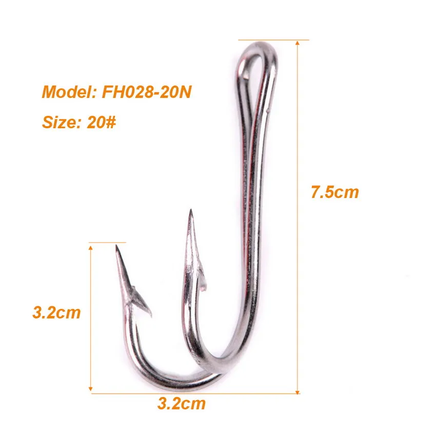 50Pcs/Pack 20#Saltwater Fishing Hook Double Hooks stainless steel fishhook Made in Taiwan, Silver
50Pcs/Pack 20#Saltwater Fishing Hook Double Hooks stainless steel fishhook Made in Taiwan, Silver