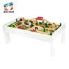 New arrival educational 90PCS wooden train set table for children W04C009C
