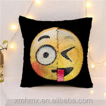 Custom Design Emoji Kiss Sequin Pillows Reversible Mermaid Sequin
