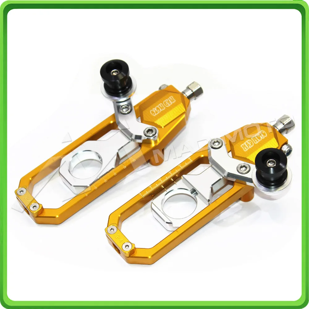 Motorcycle Chain Tensioner Adjuster with paddock bobbins kit for Suzuki GSXR1000 GSXR 1000 GSX-R1000 2007 2008 07 08 Gold&Silver (5)