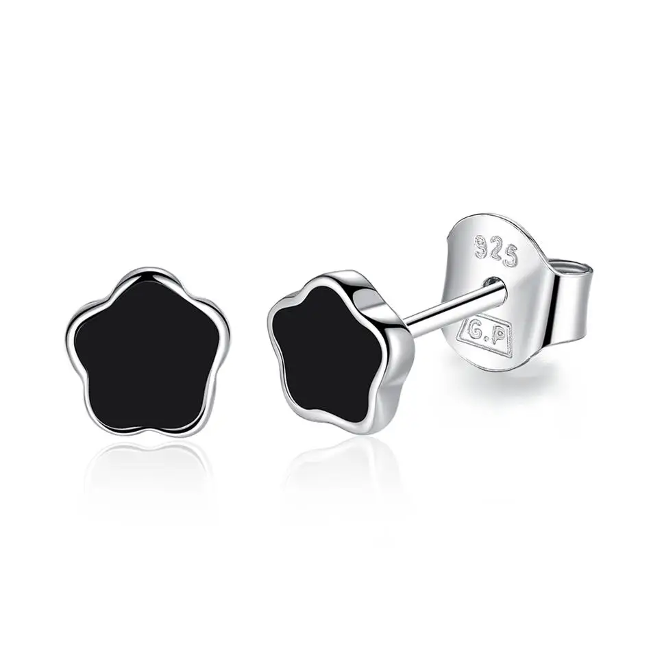 Genuine 925 Sterling Silver Stud Earrings Tiny Black Enamel Flower Earrings For Women Fashion Silver Jewelry Gift
Genuine 925 Sterling Silver Stud Earrings Tiny Black Enamel Flower Earrings For Women Fashion Silver Jewelry Gift