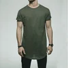 2018 New Fashion Men Bamboo Fabric Curve Hem TShirt/ Olive Blank Longline T-Shirt Wholesale