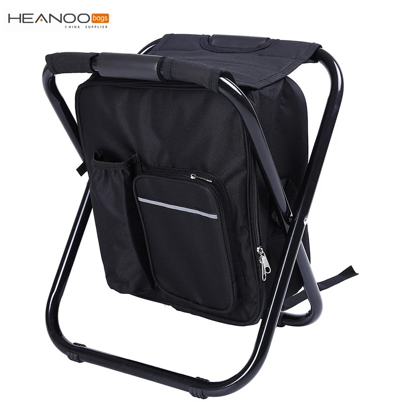 Folding Camping Chair Backpack Stool with Cooler Insulated Picnic Bag