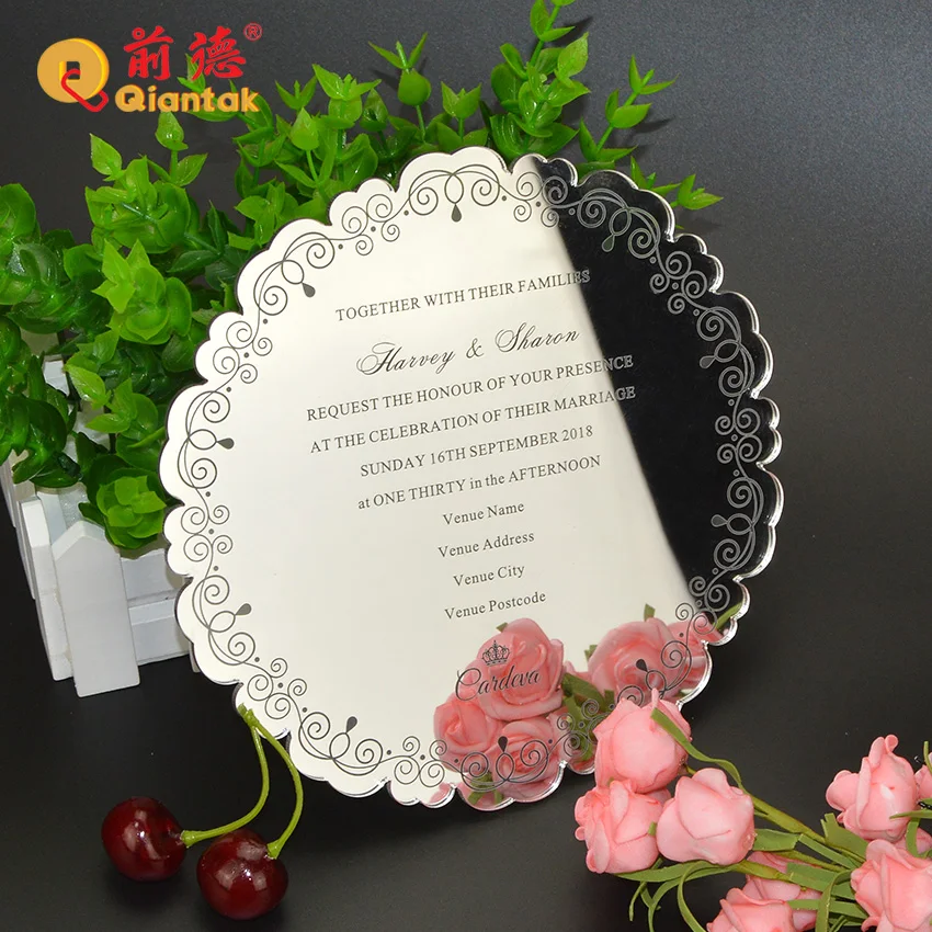 Cheap Luxury Custom Printing Beauty Laser Cut Acrylic Wedding Invitation Card