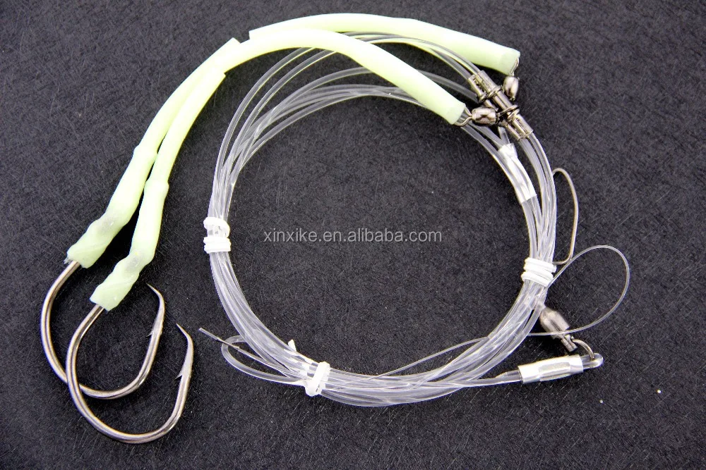 Groper Heavy Duty rigs two luminous sleeve 13/0 recurve circle hooks effective on other deep water fish